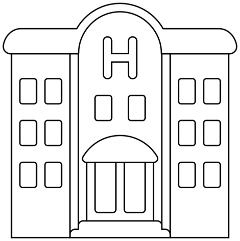 Hotel Emoji Coloring Page